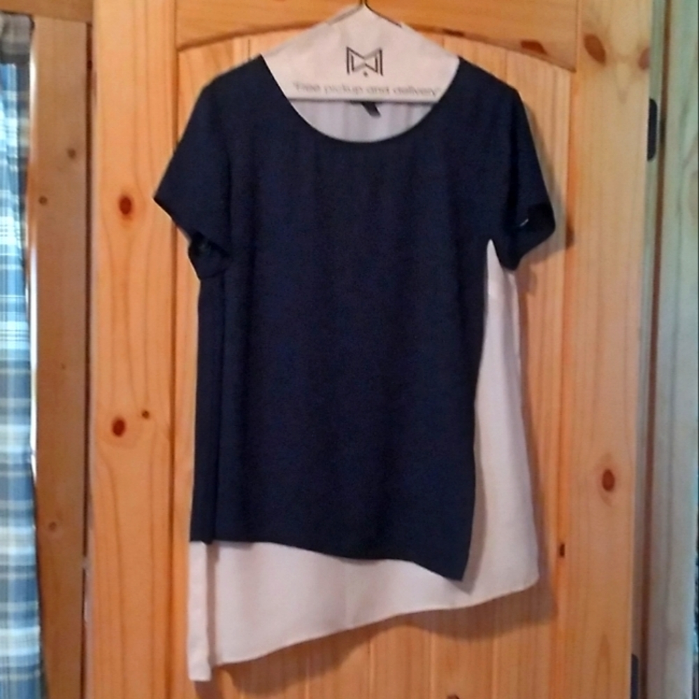 Blue & White Multi-level Dress Blouse